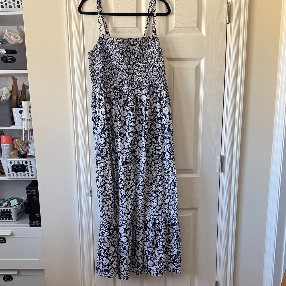 Lane Bryant Navy and White Floral Maxi Dress